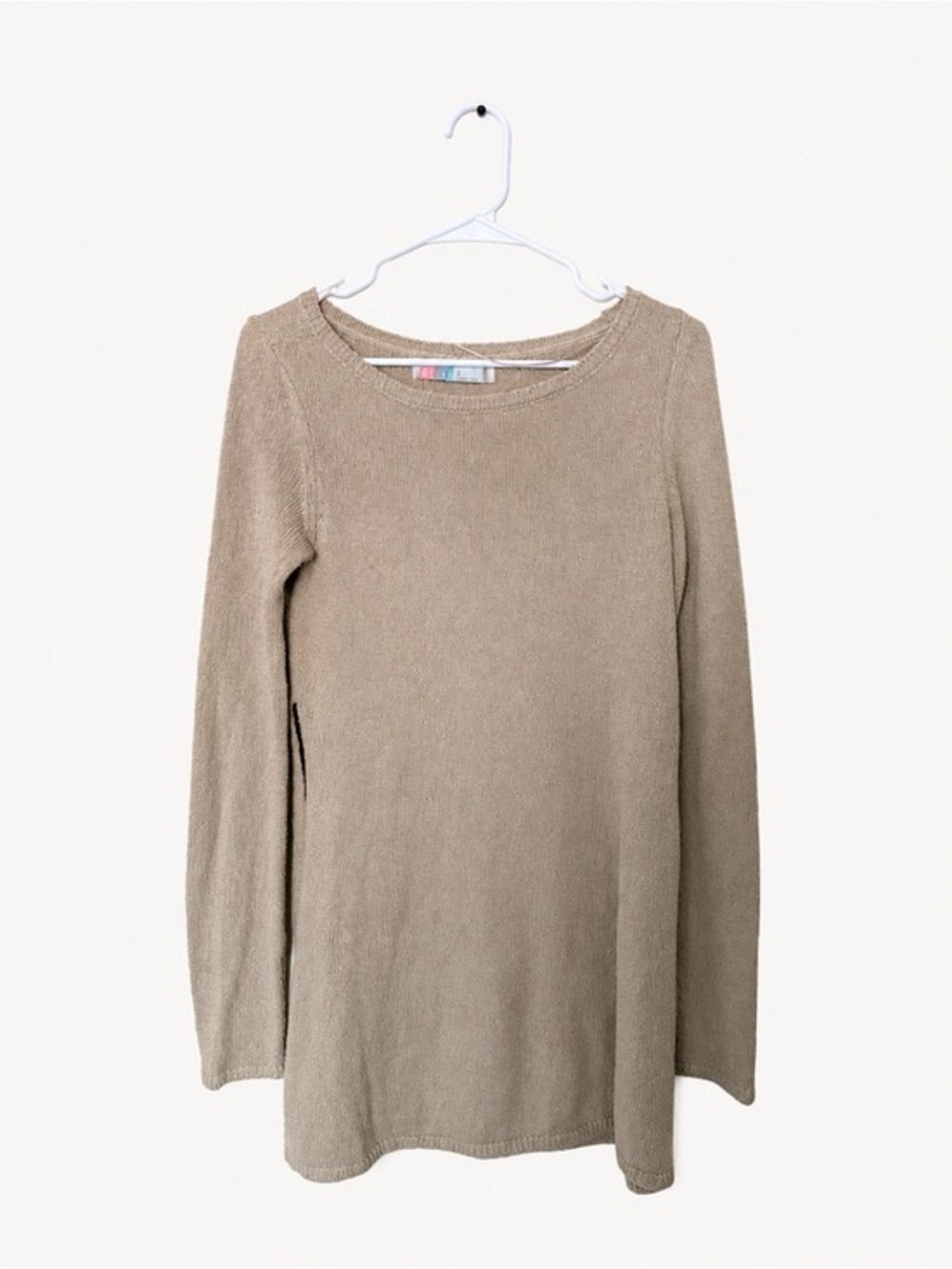 FP‎ Beach Beige Knit Tunic Sweater | Asymmetrical Hem | Size Small